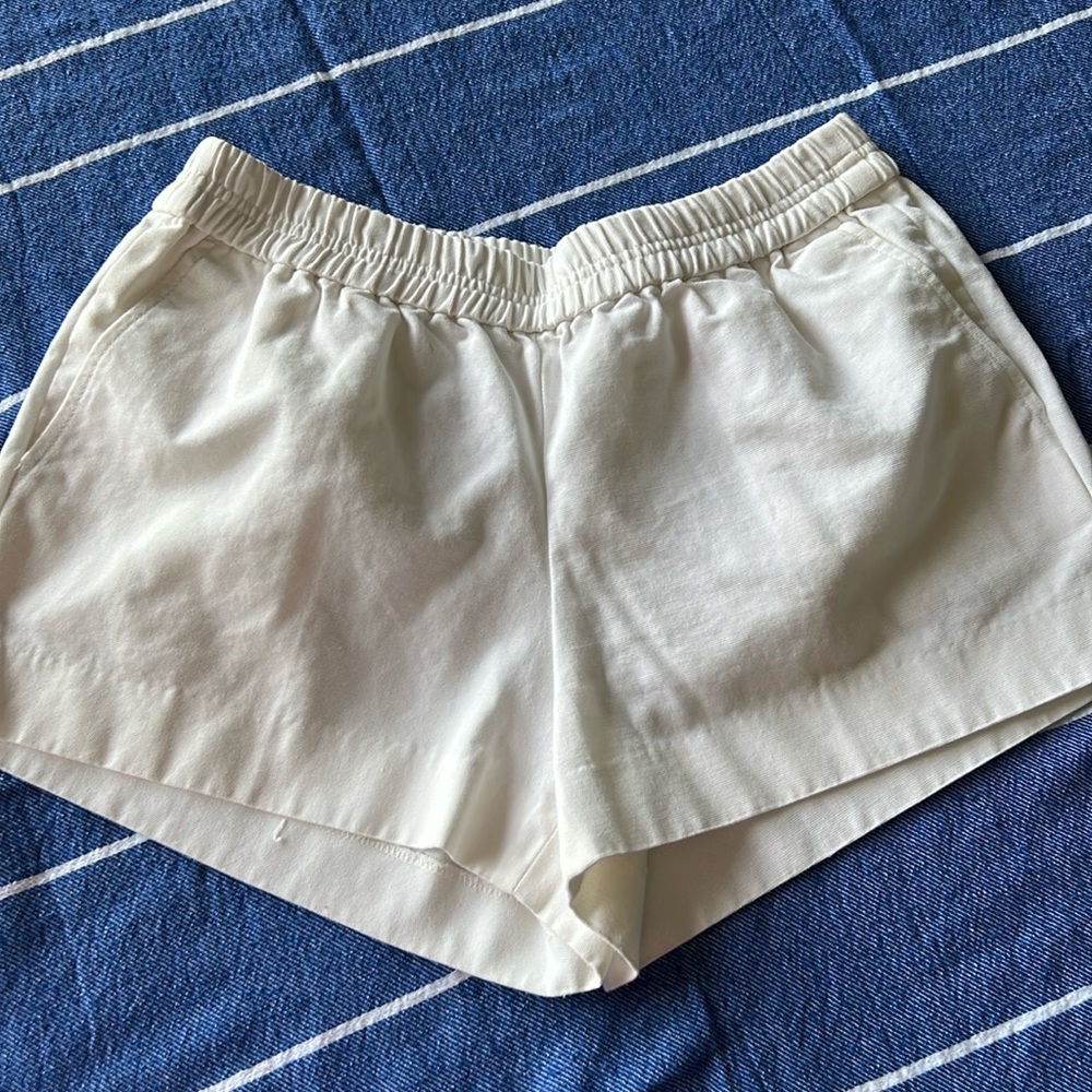 J.crew white cotton shorts size 10 elastic waste w/ front pockets